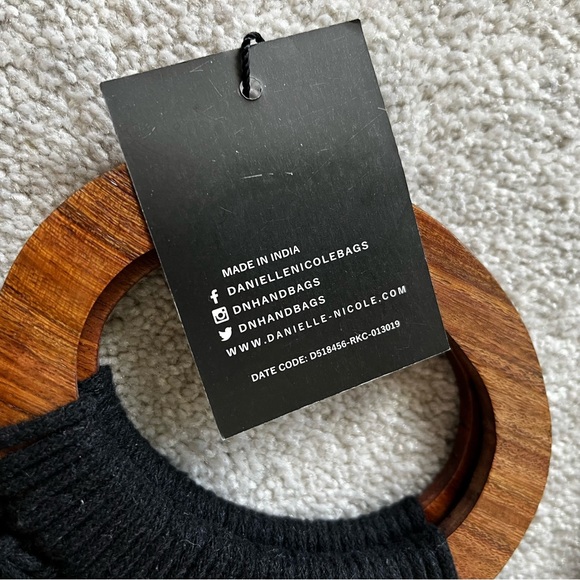 DANIELLE NICOLE NWT Macrame Bag Black Fringe Boho Trendy Stylish Festival - Picture 4 of 11